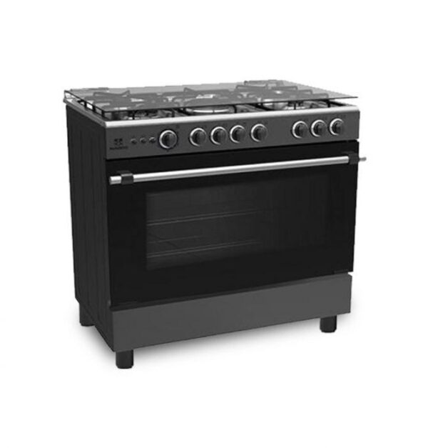 Nasco 5 Burner Gas Cooker - 90 x 60 cm with Lighted Oven - Black